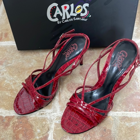 Carlos Santana Shoes - Red Croco Patent Sandals